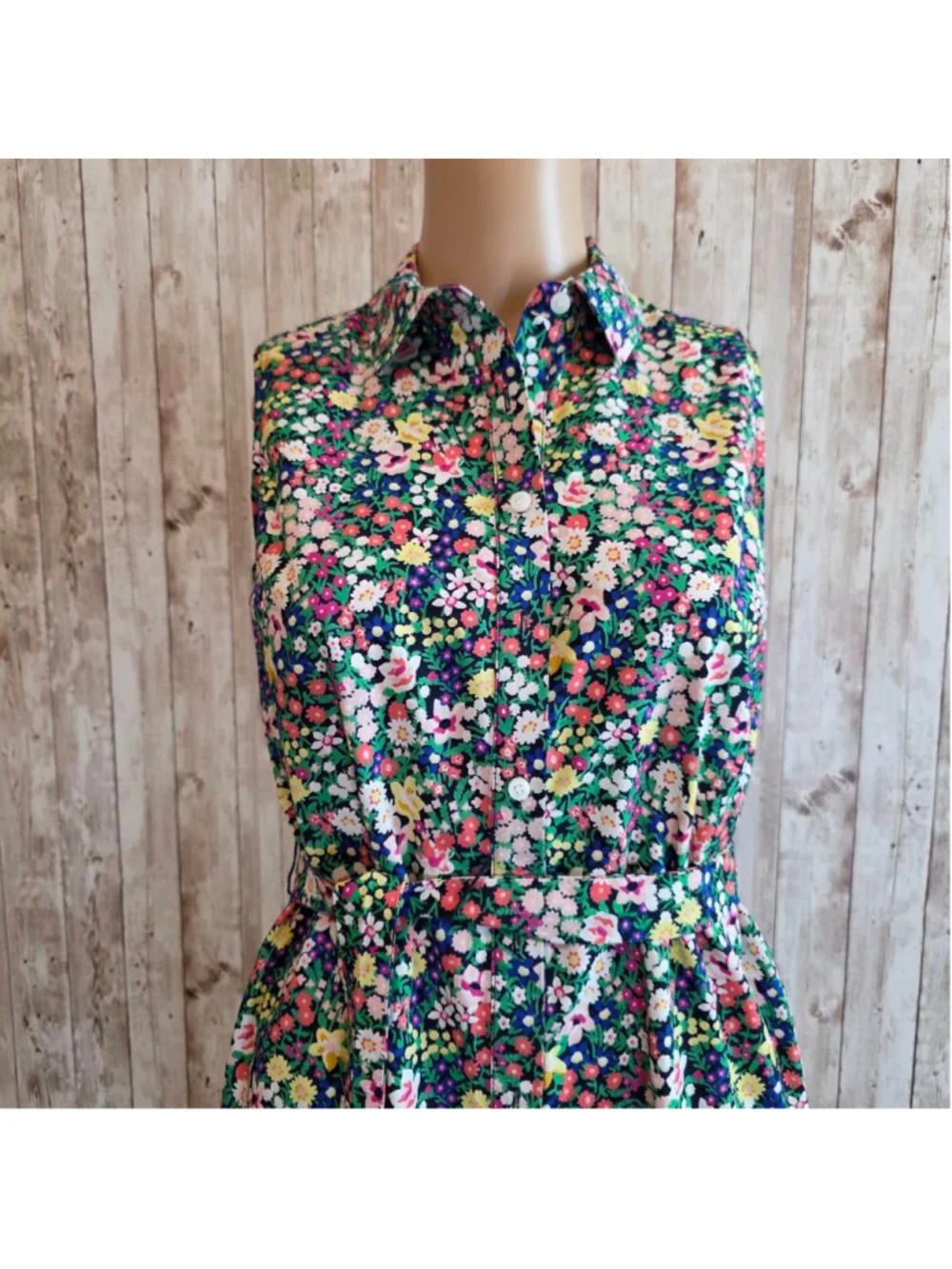 Tommy Hilfiger Floral Sleeveless Dress Size M Green Blue NWOT